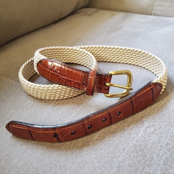 Brighton Elastic Cord w/ Croco Belt croco-embossed leather In Beige Size 34 main image 5